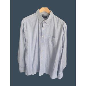 ROUNDTREE & YORKE-Blue Stripe Button-Down Shirt Men Size X-Large Business Casual